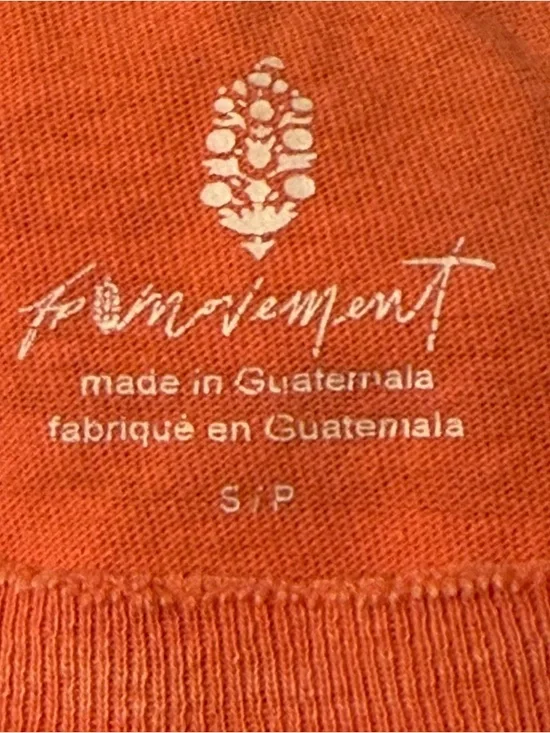 2 FP Movement by Free People Leg Day Raw Edge T-shirts Small Black & Orange - Picture 5 of 12